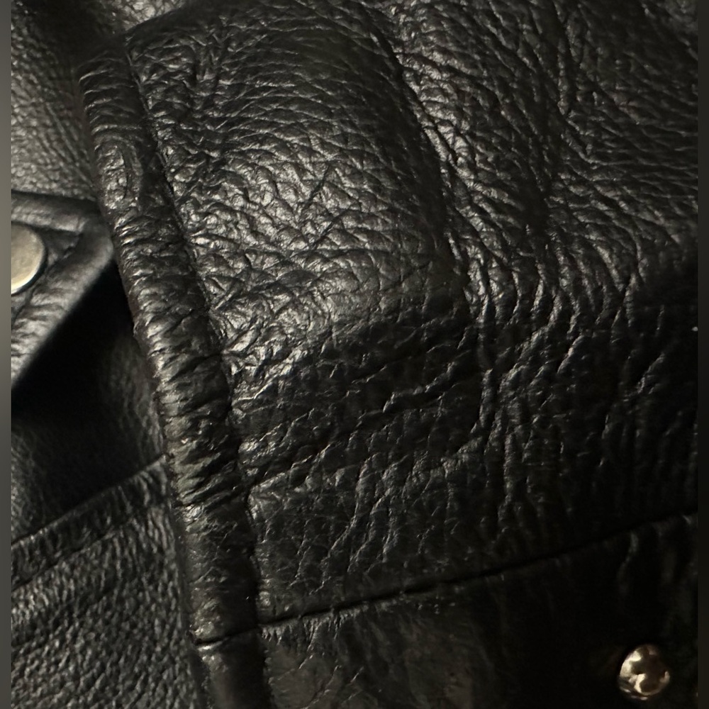 ASOS Reclaimed Vintage Black Real Leather Biker
Jacket Moto Stud ASOS H&M Zara M - Picture 16 of 16